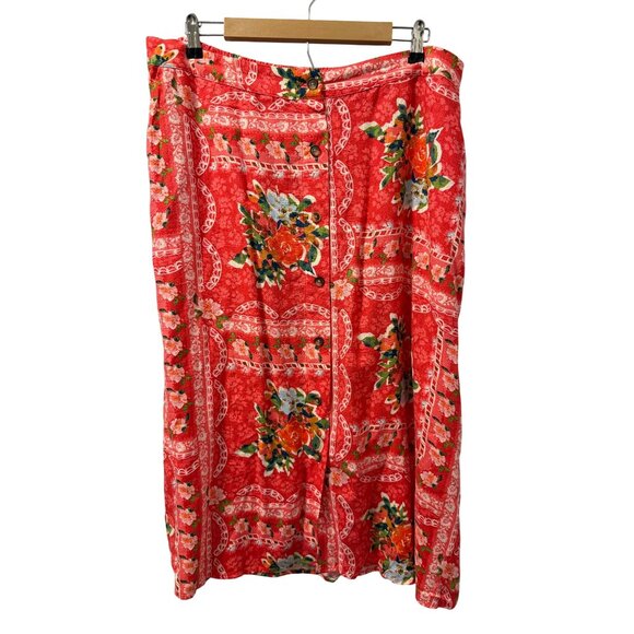 Lauren Conrad Sz XXL Floral Print Skirt Rayon & Linen Blend Elastic Waist Skirt - Picture 2 of 12